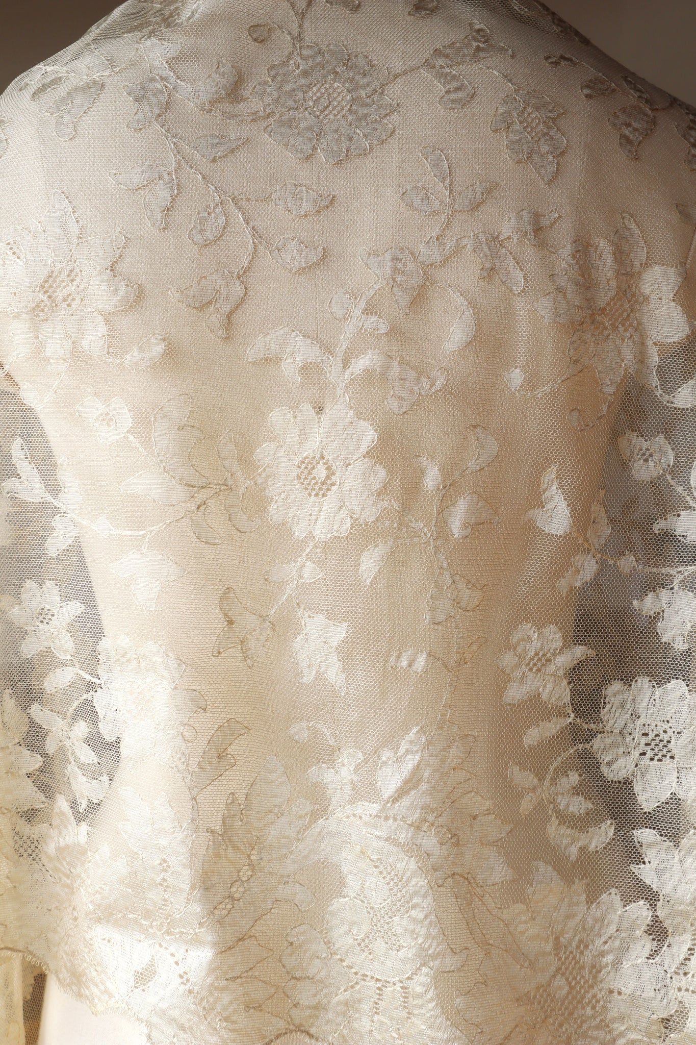 19th Silk Blonde Machine Lace Shawl
