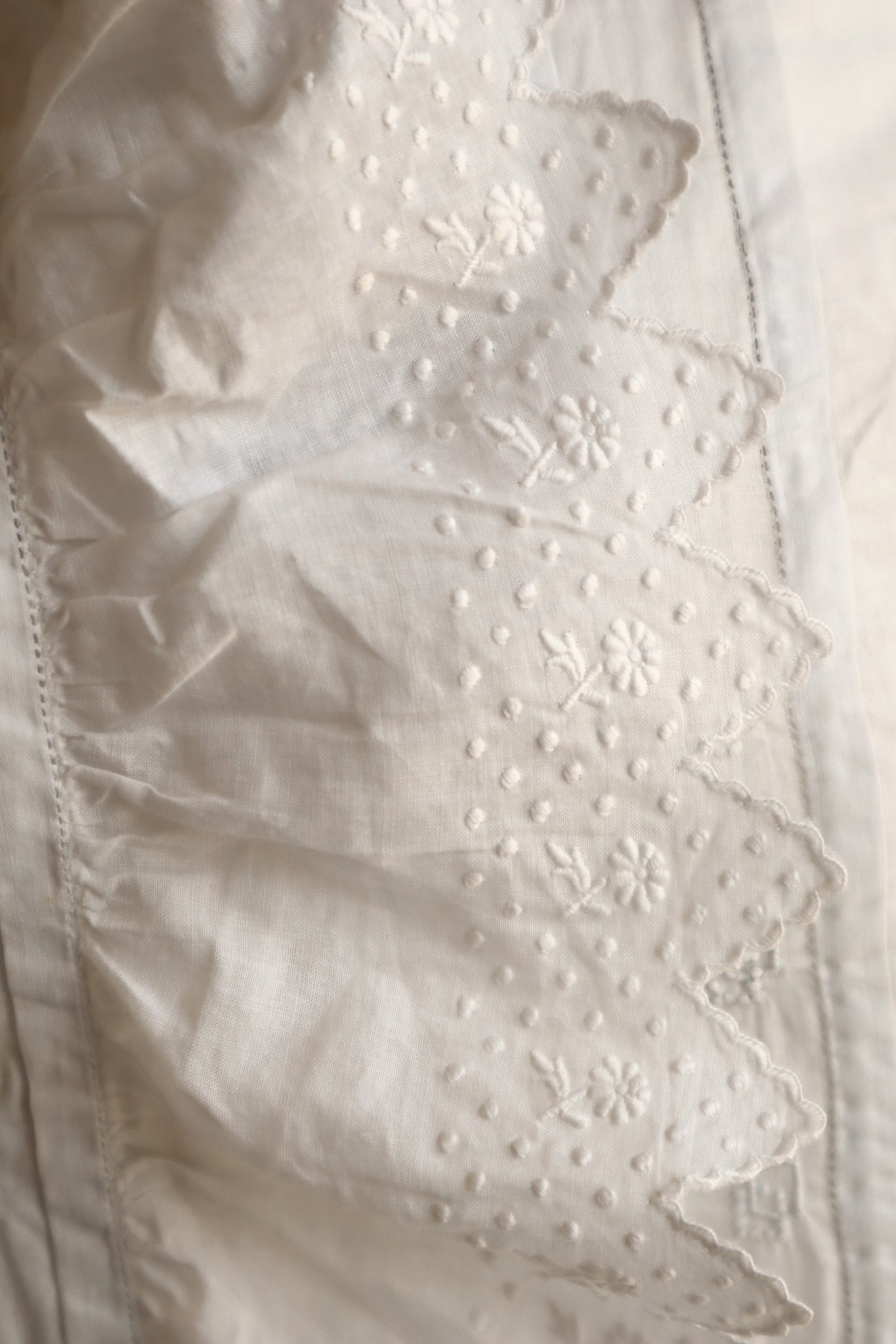 1900s Hand Embroidered Scalloped Lace Blouse with Monogram