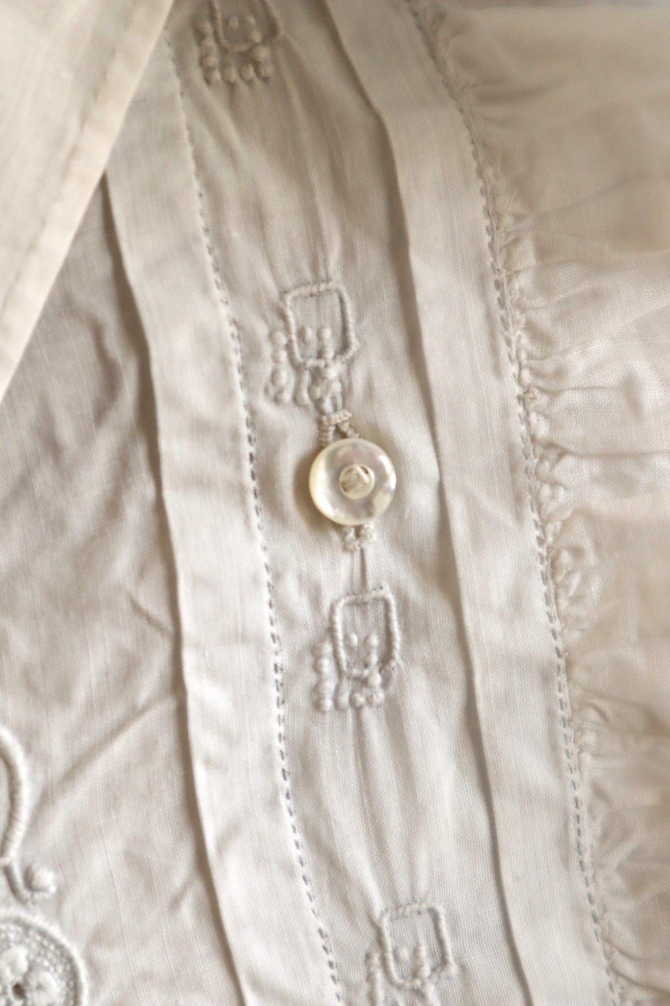 1900s Hand Embroidered Scalloped Lace Blouse with Monogram