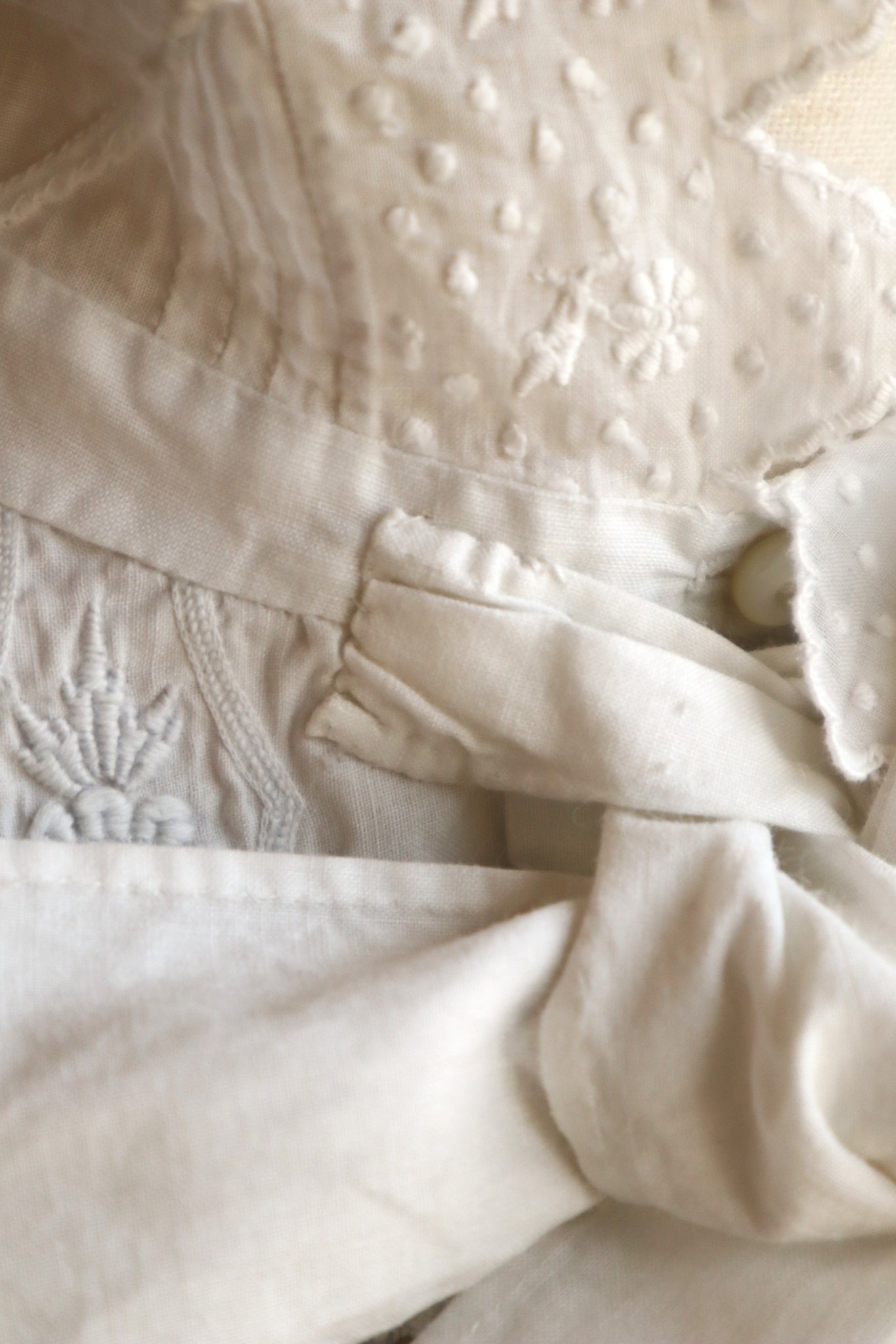 1900s Hand Embroidered Scalloped Lace Blouse with Monogram