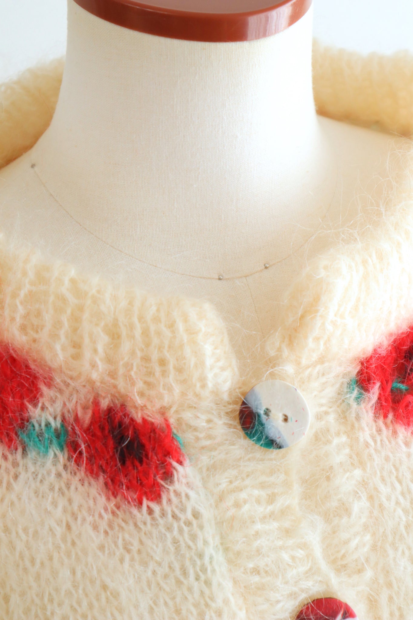 80s Floral Fluffy Mohair Cardigan