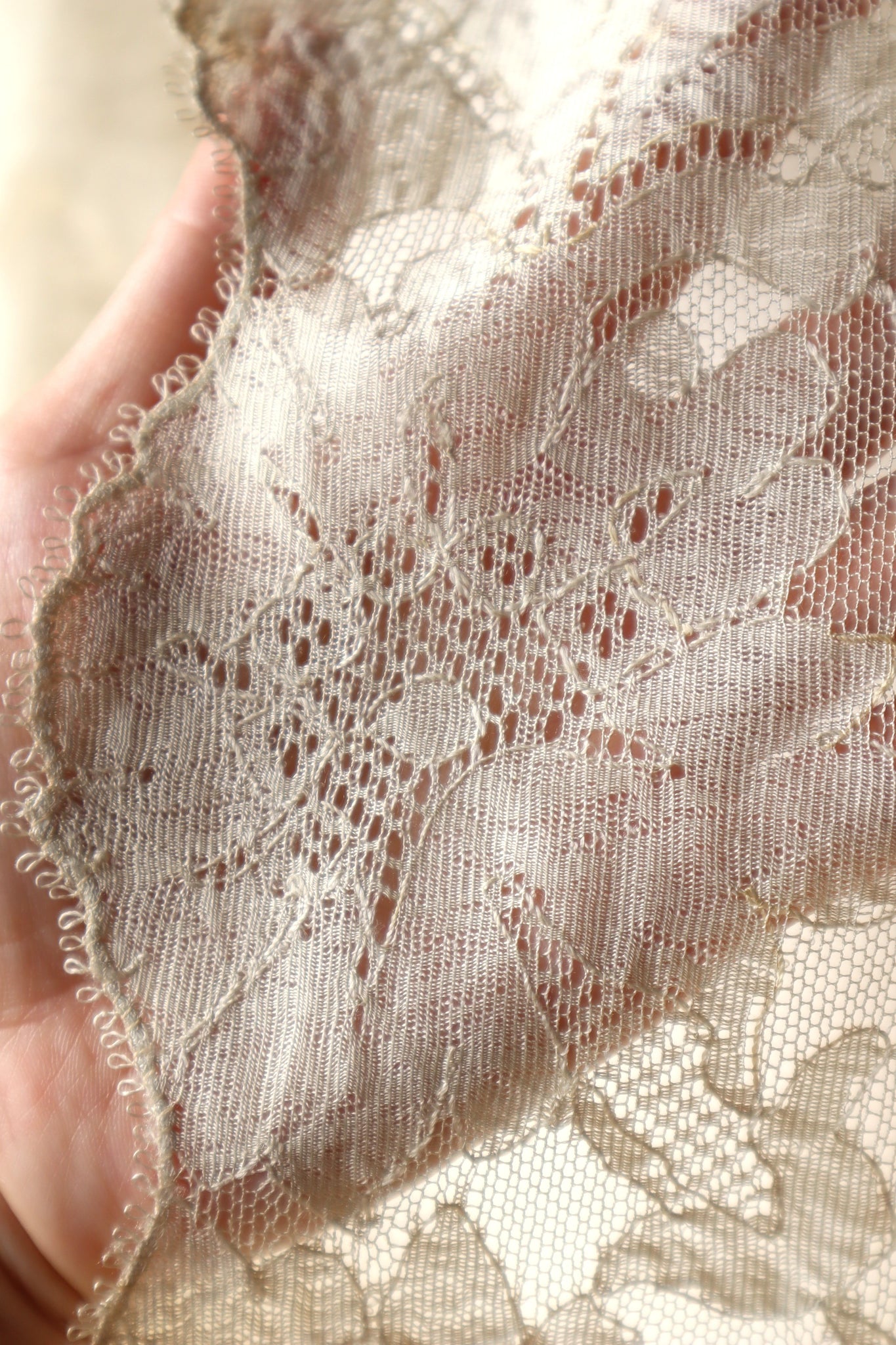 19th Silk Blonde Machine Lace Shawl