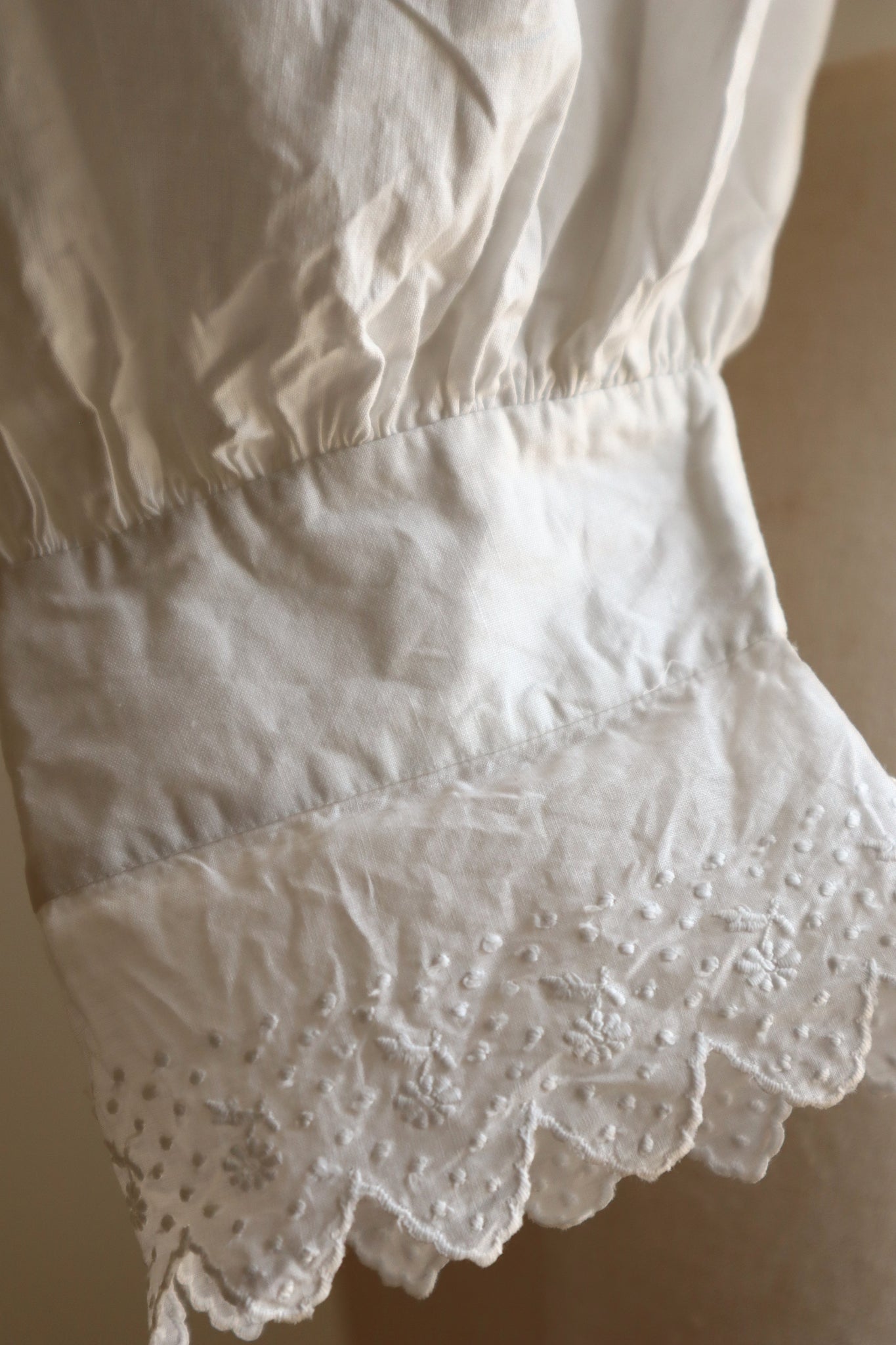 1900s Hand Embroidered Scalloped Lace Blouse with Monogram