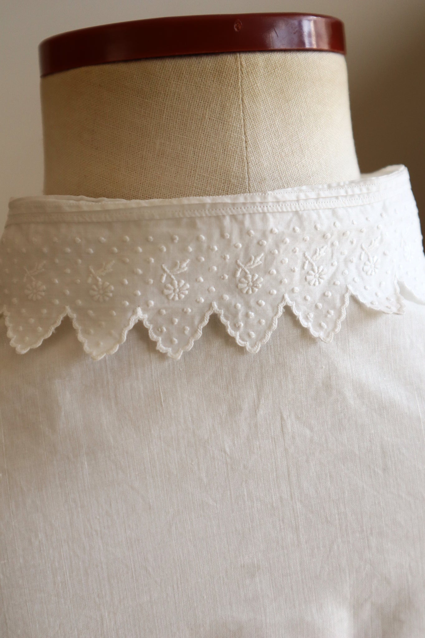 1900s Hand Embroidered Scalloped Lace Blouse with Monogram