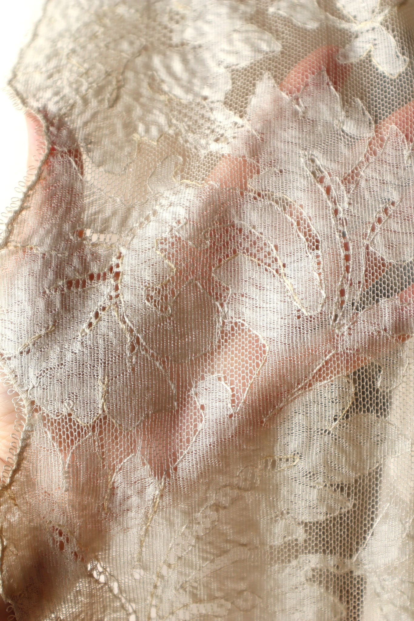 19th Silk Blonde Machine Lace Shawl