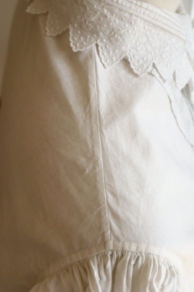 1900s Hand Embroidered Scalloped Lace Blouse with Monogram