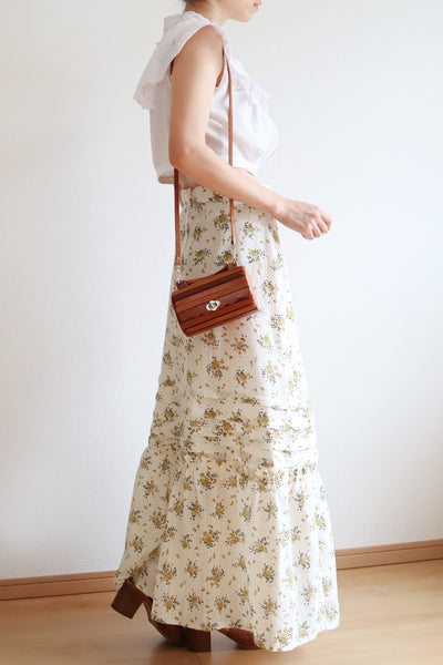 70s Floral Cotton Gauze Skirt