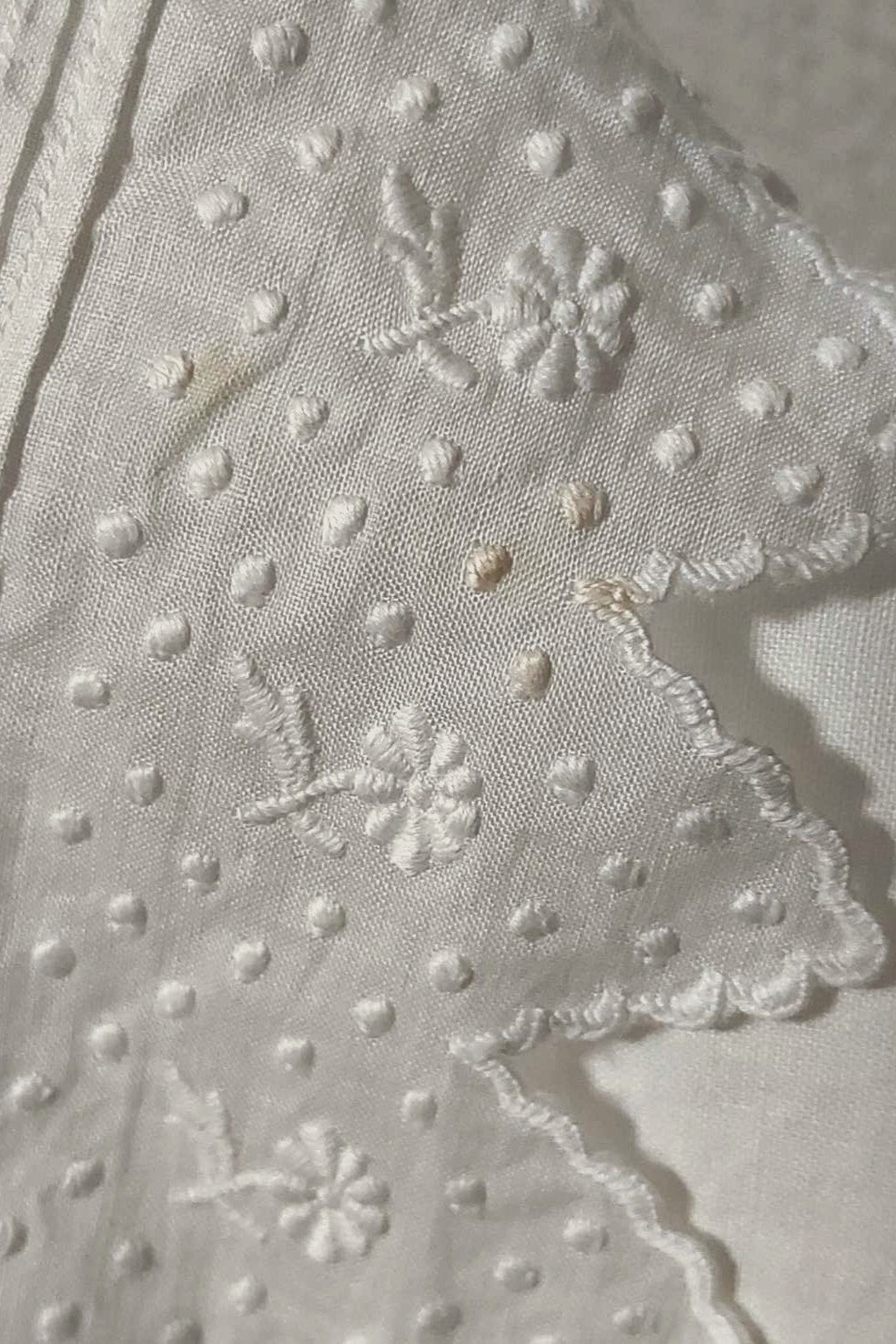 1900s Hand Embroidered Scalloped Lace Blouse with Monogram