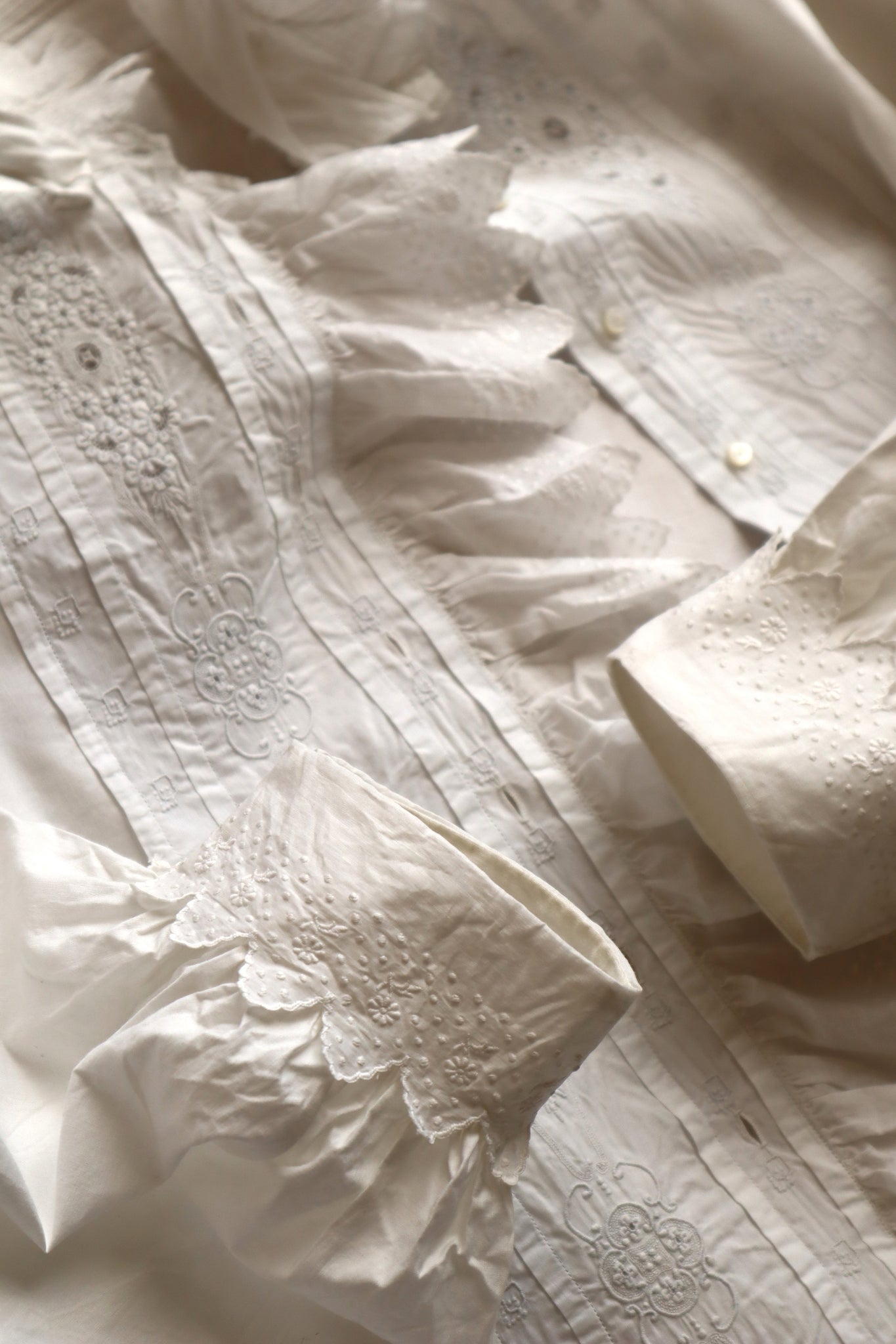 1900s Hand Embroidered Scalloped Lace Blouse with Monogram