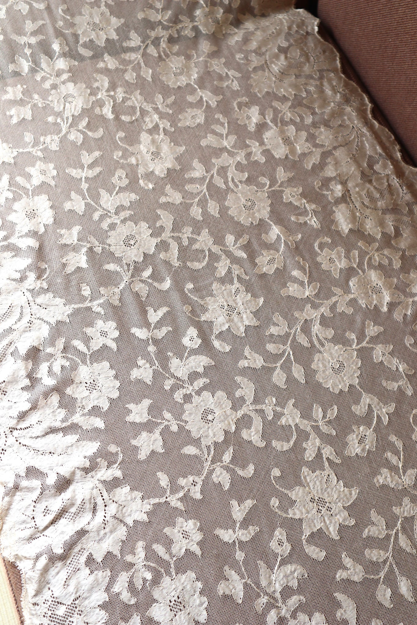 19th Silk Blonde Machine Lace Shawl