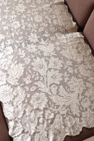 19th Silk Blonde Machine Lace Shawl