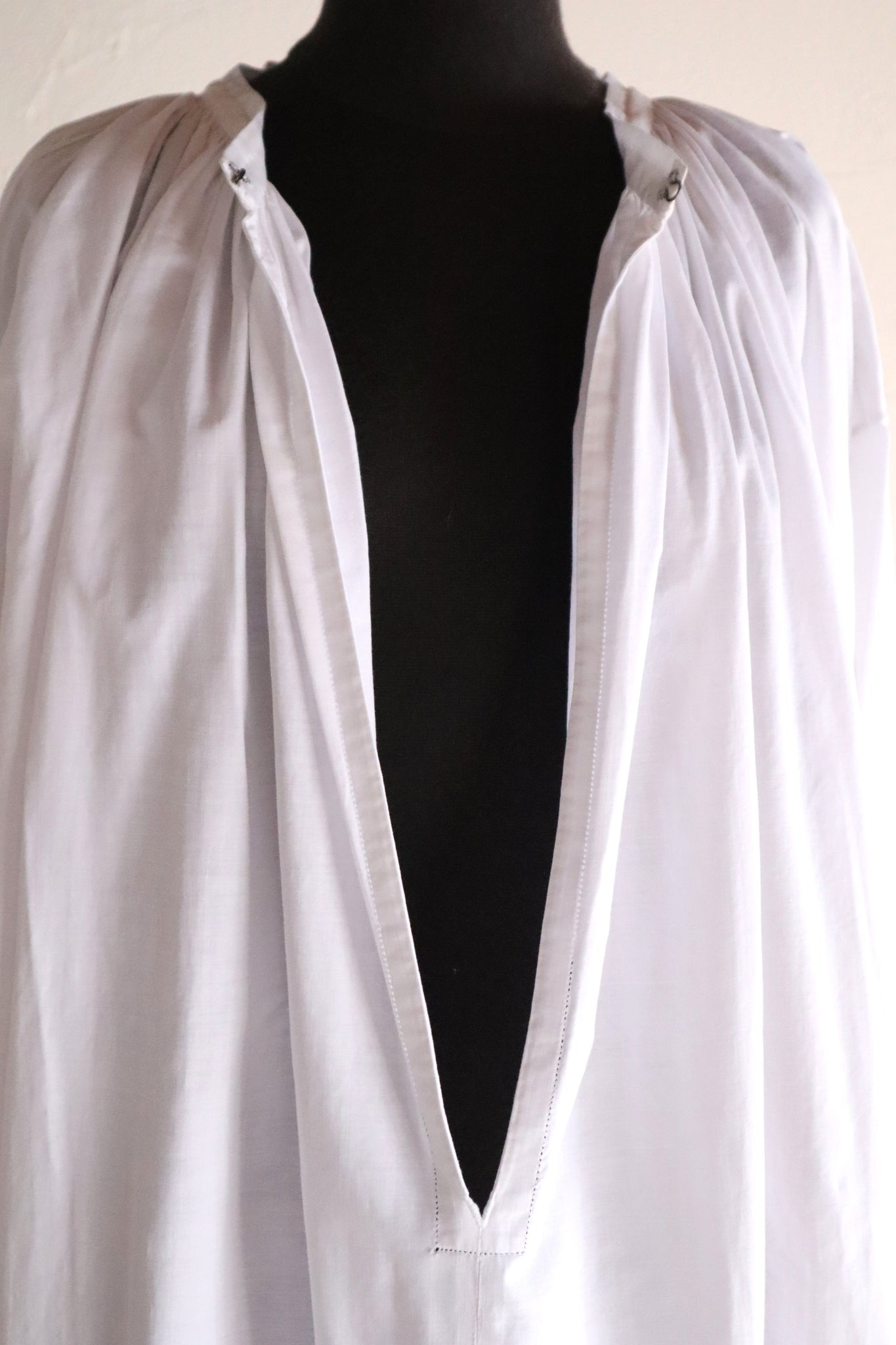 1890s–1900s French Hand-Sewn Church Smock Dress