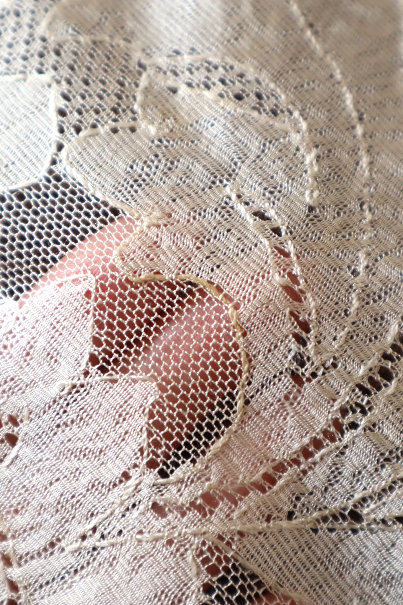 19th Silk Blonde Machine Lace Shawl