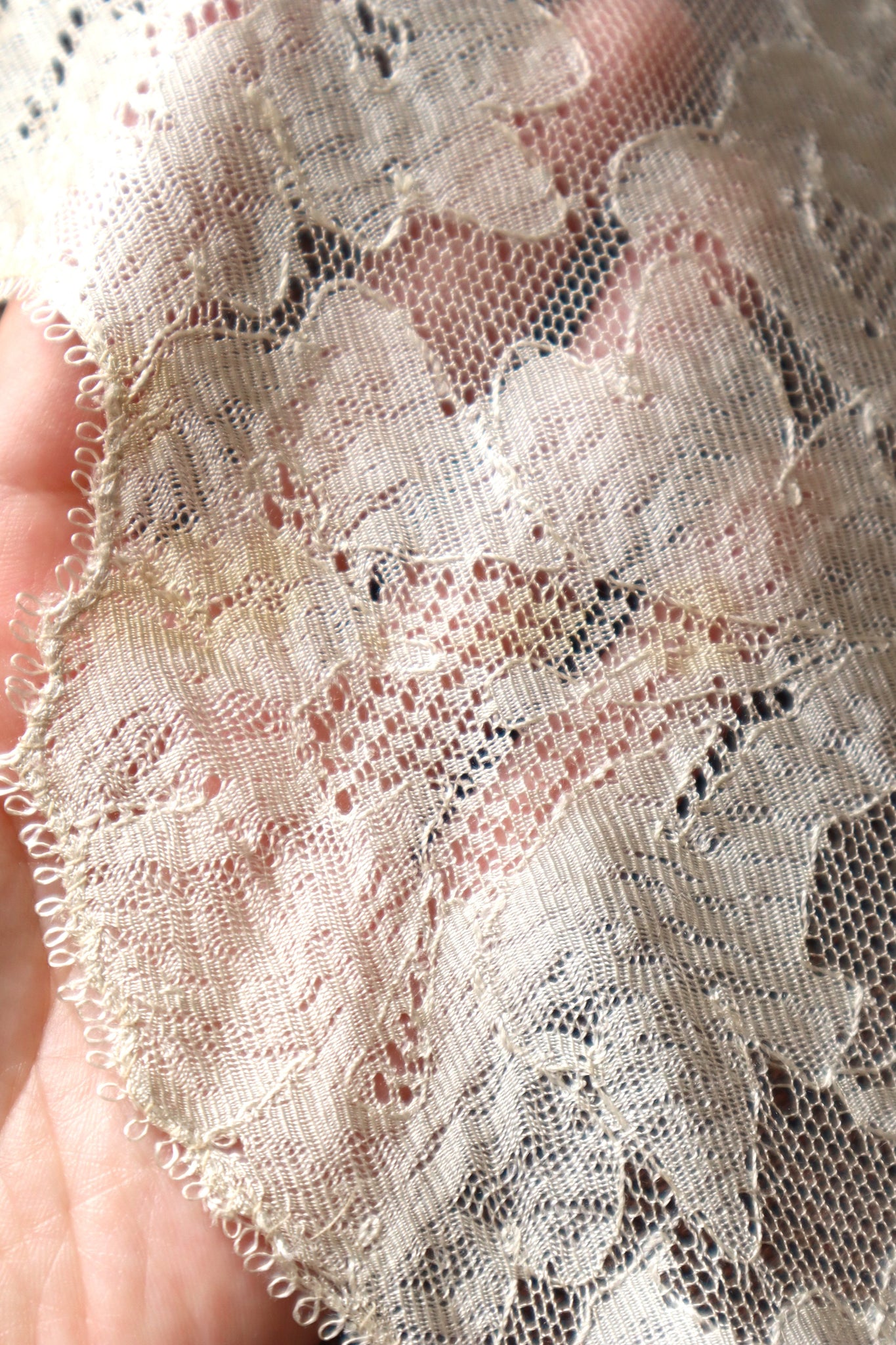 19th Silk Blonde Machine Lace Shawl