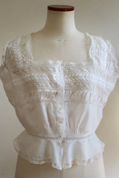 1910s Leaf Embroidery Corset Cover