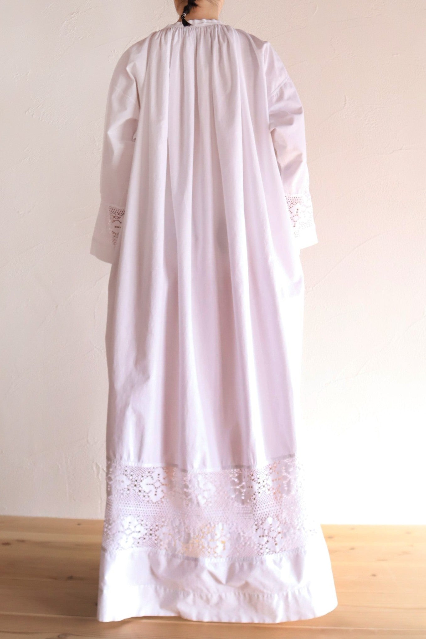 1890s–1900s French Hand-Sewn Church Smock Dress