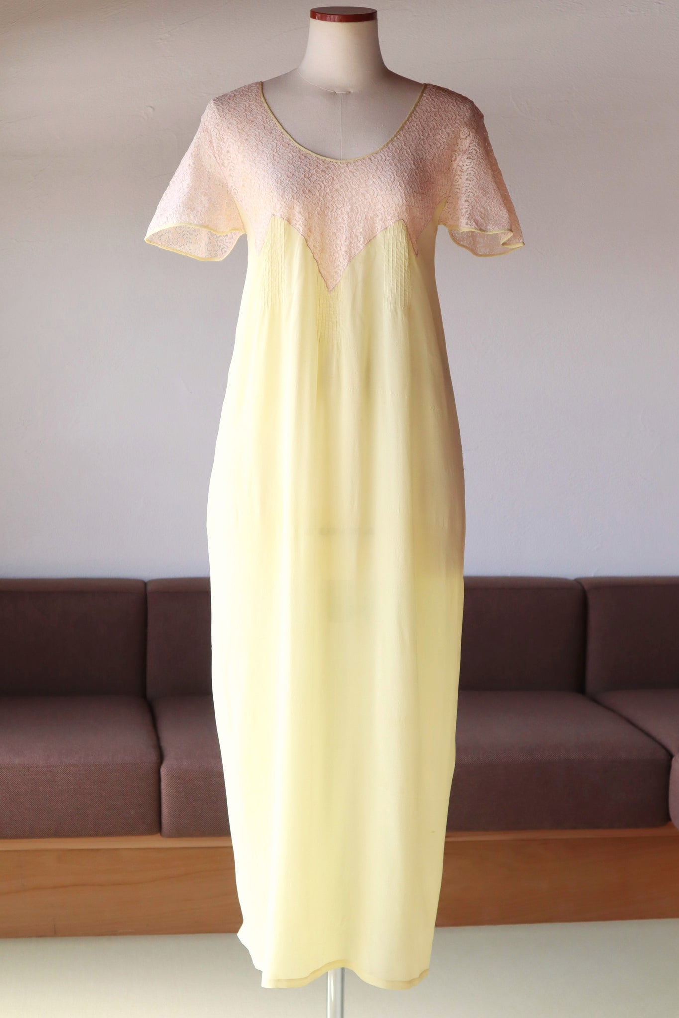 1920s Yellow Silk Slip Dress