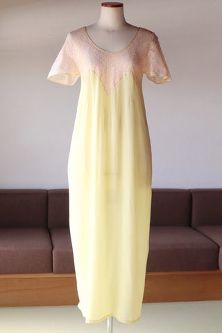1920s Yellow Silk Slip Dress