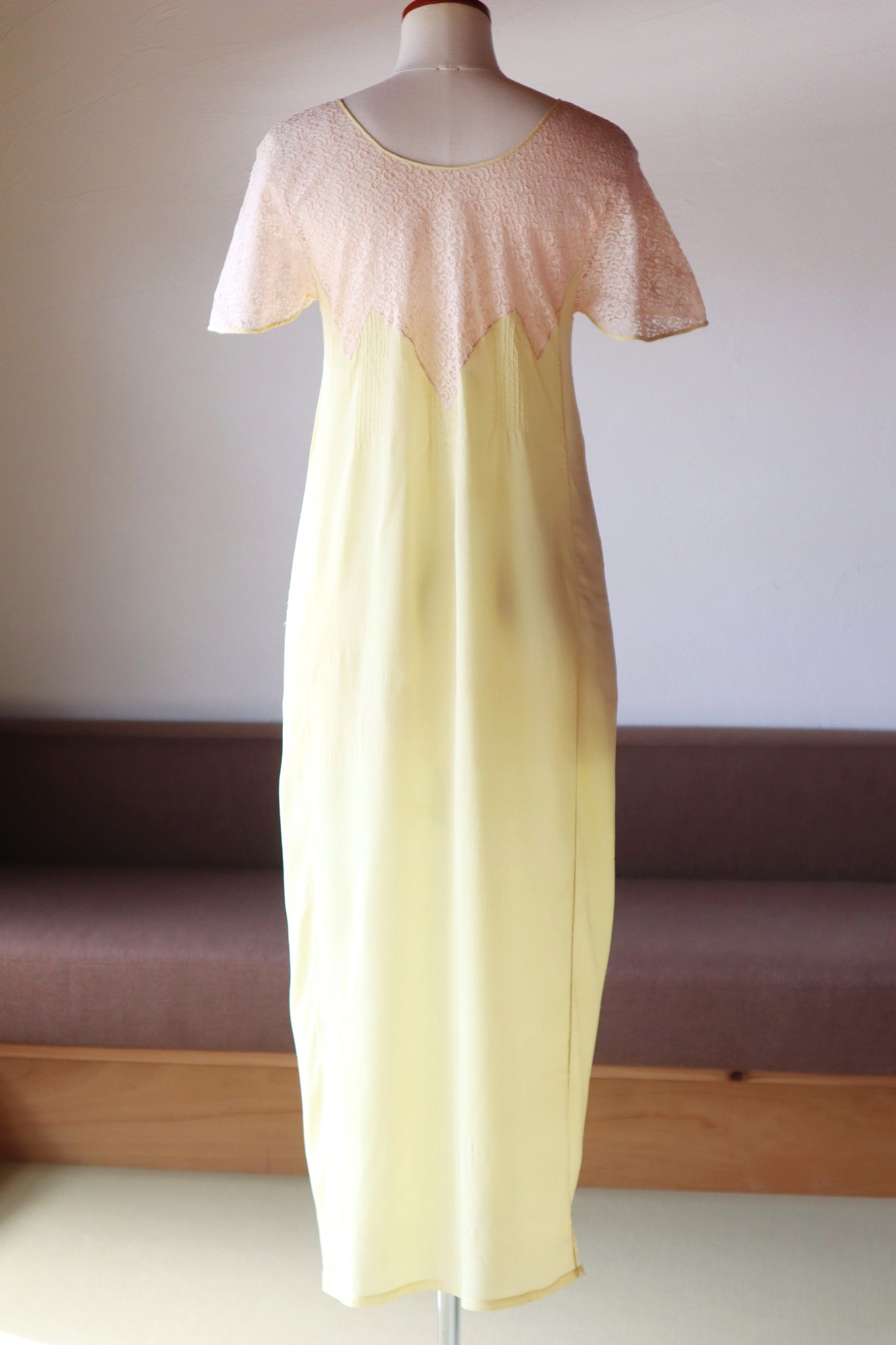 1920s Yellow Silk Slip Dress