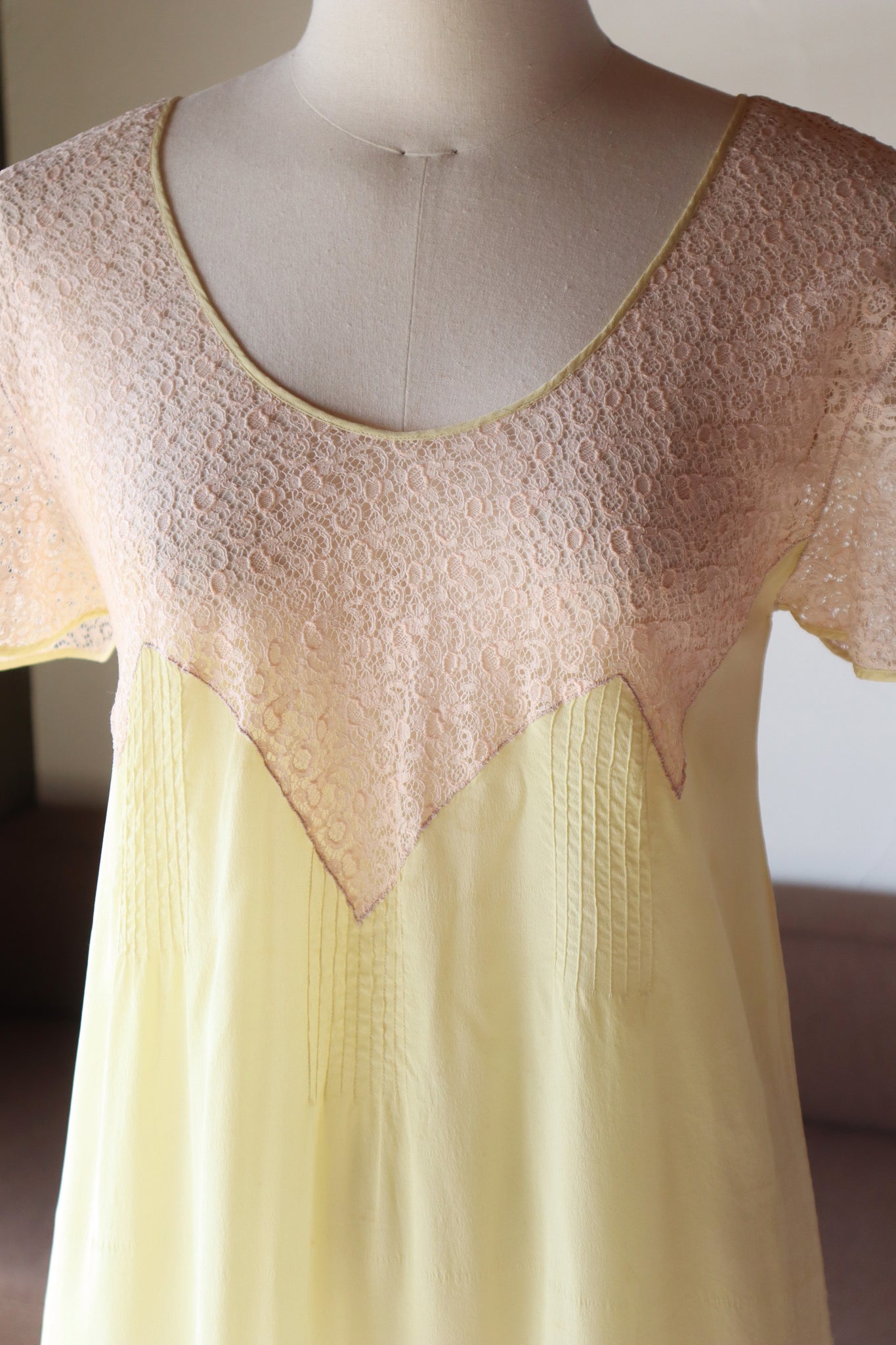 1920s Yellow Silk Slip Dress