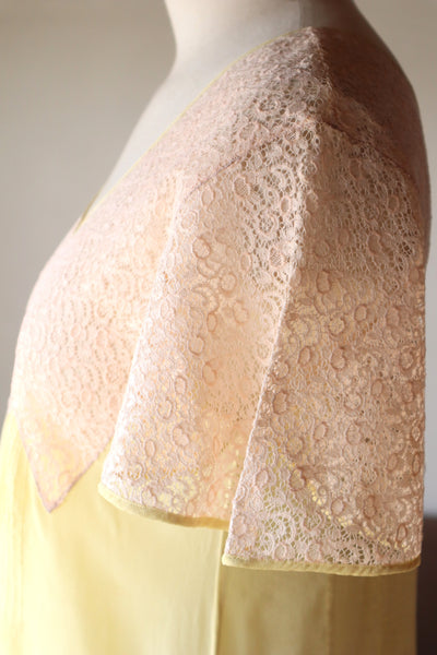 1920s Yellow Silk Slip Dress