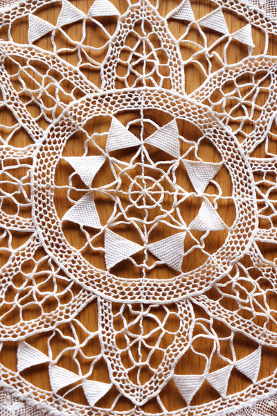 1930s Round Lace Tablecloth