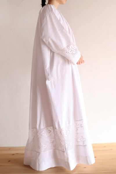 1890s–1900s French Hand-Sewn Church Smock Dress