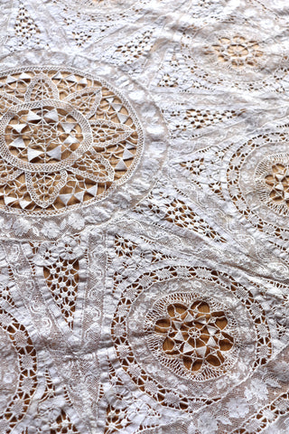1930s Round Lace Tablecloth