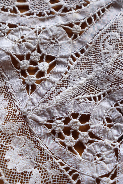 1930s Round Lace Tablecloth