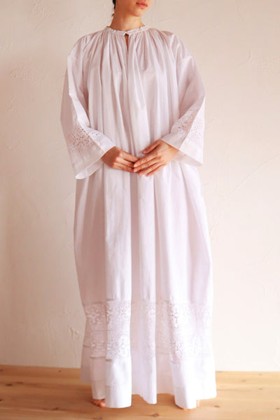 1890s–1900s French Hand-Sewn Church Smock Dress