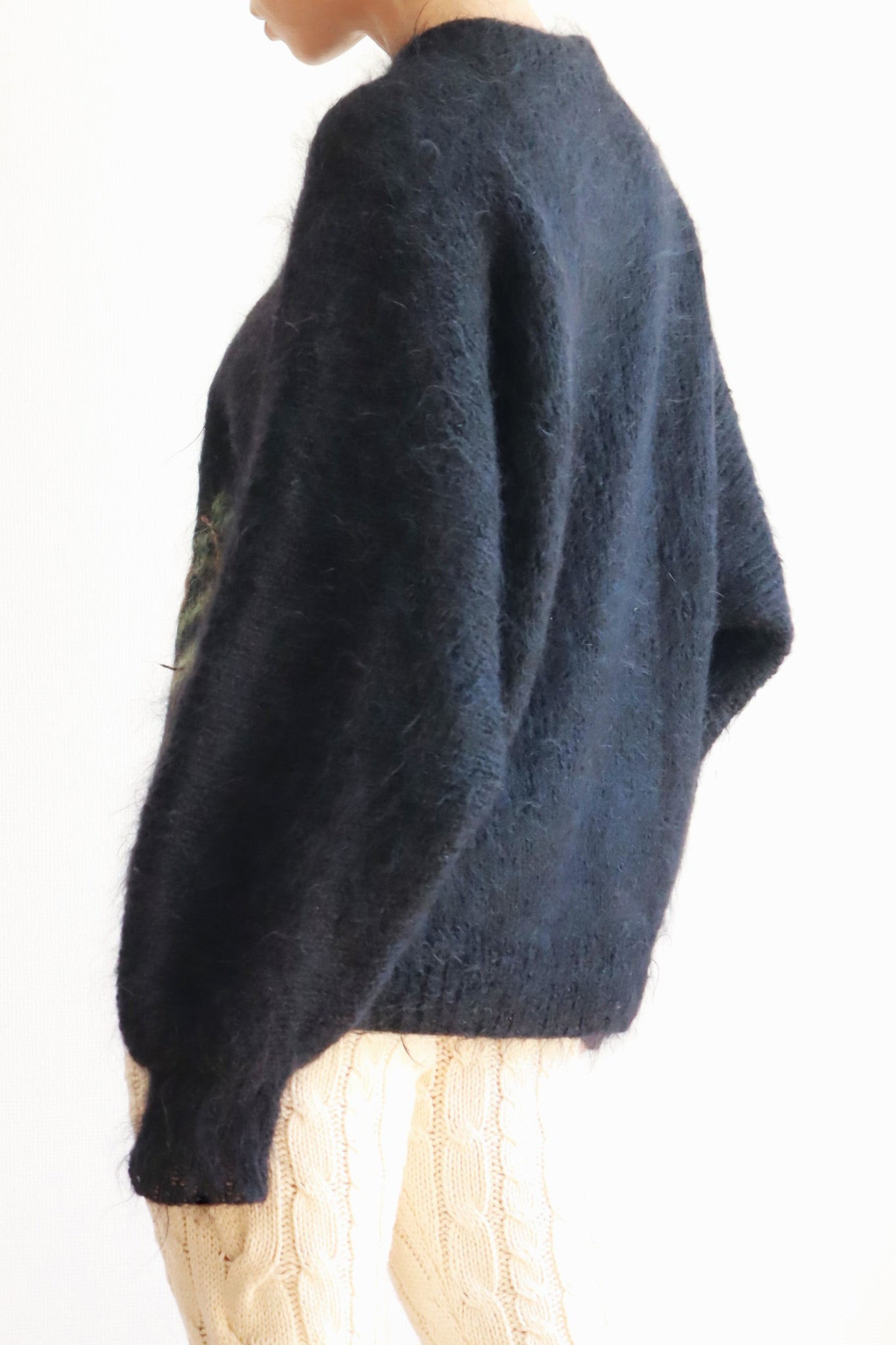 80s Hand Knit Owl Mohair Sweater