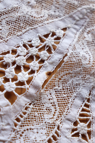 1930s Round Lace Tablecloth