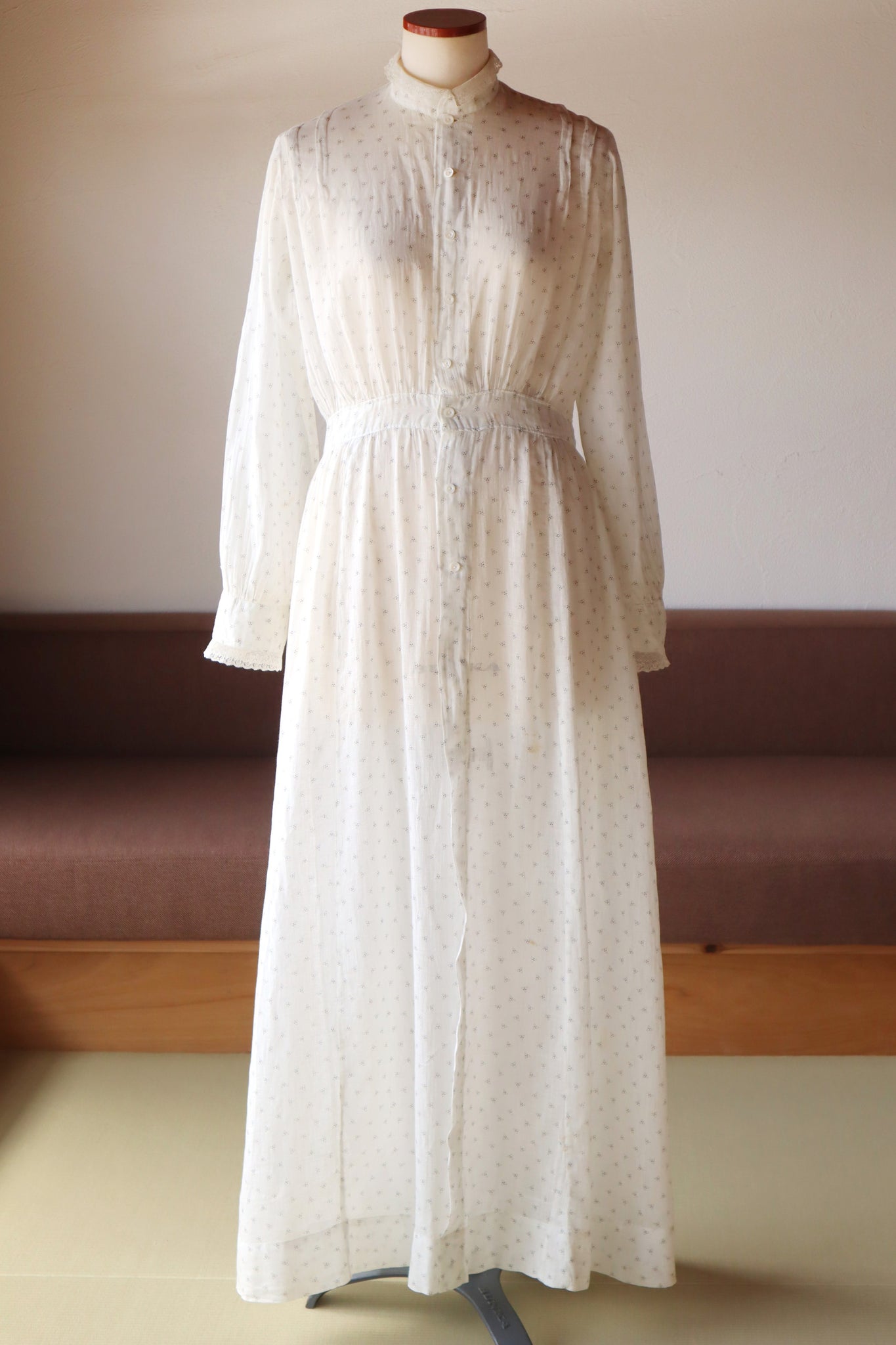 1900s~1910s White Calico Dress