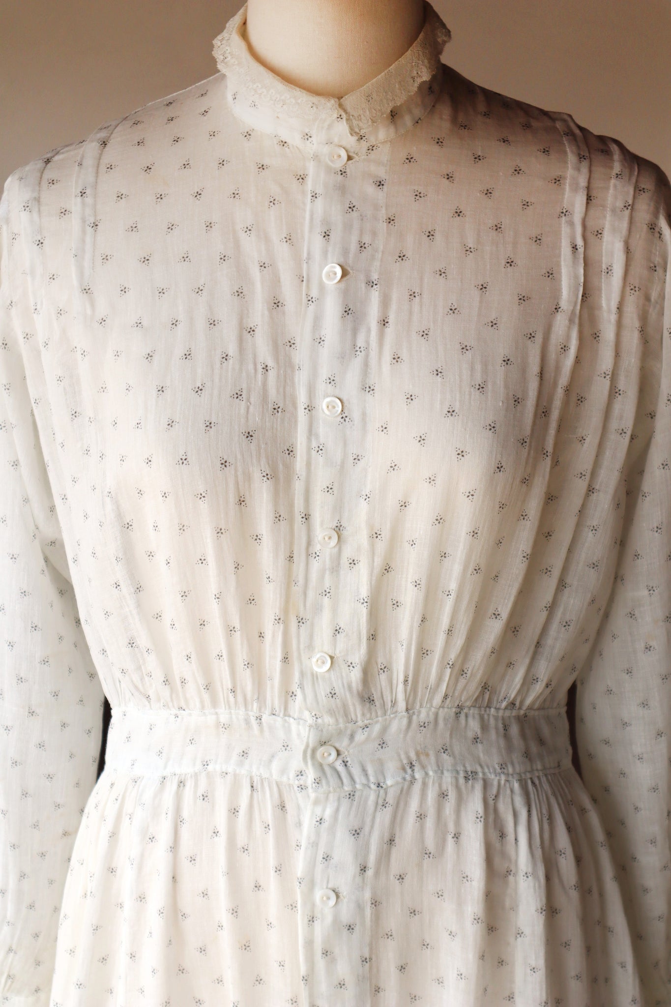 1900s~1910s White Calico Dress