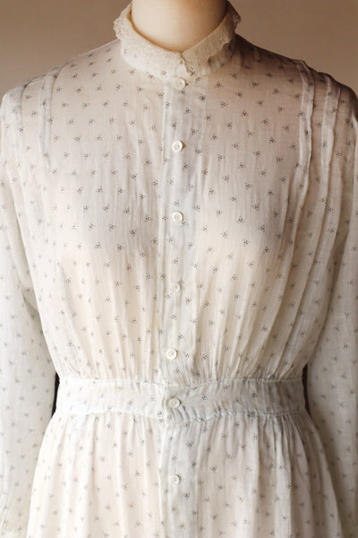1900s~1910s White Calico Dress