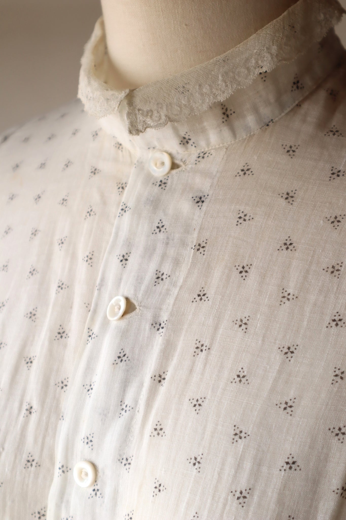 1900s~1910s White Calico Dress