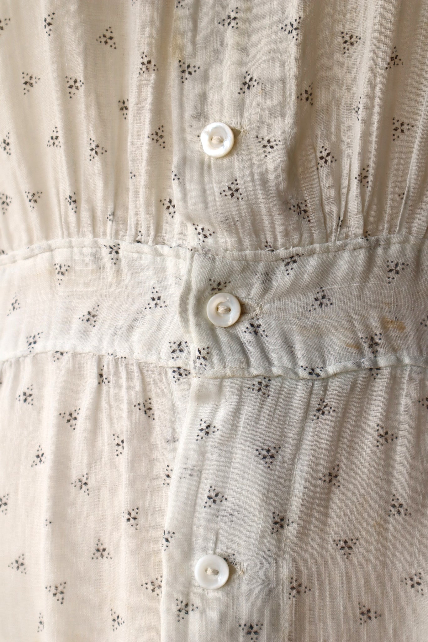 1900s~1910s White Calico Dress