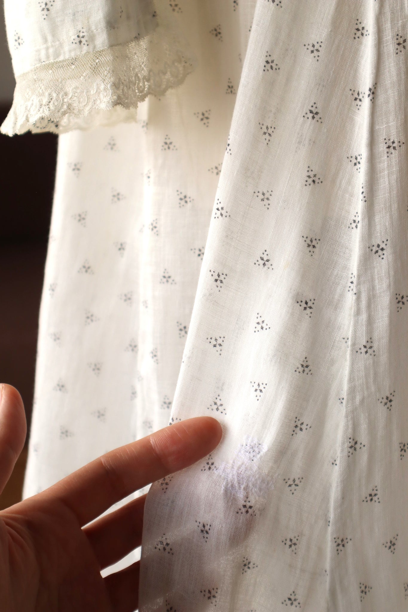 1900s~1910s White Calico Dress