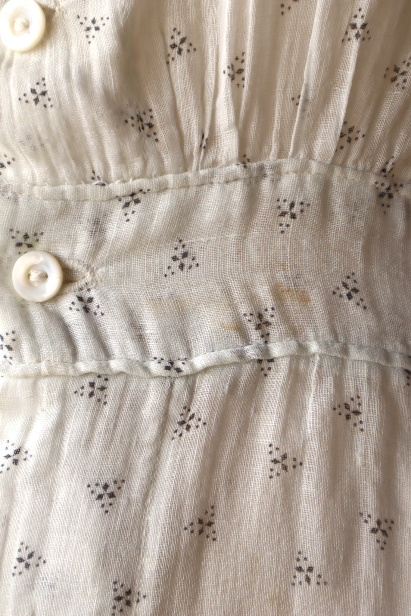 1900s~1910s White Calico Dress
