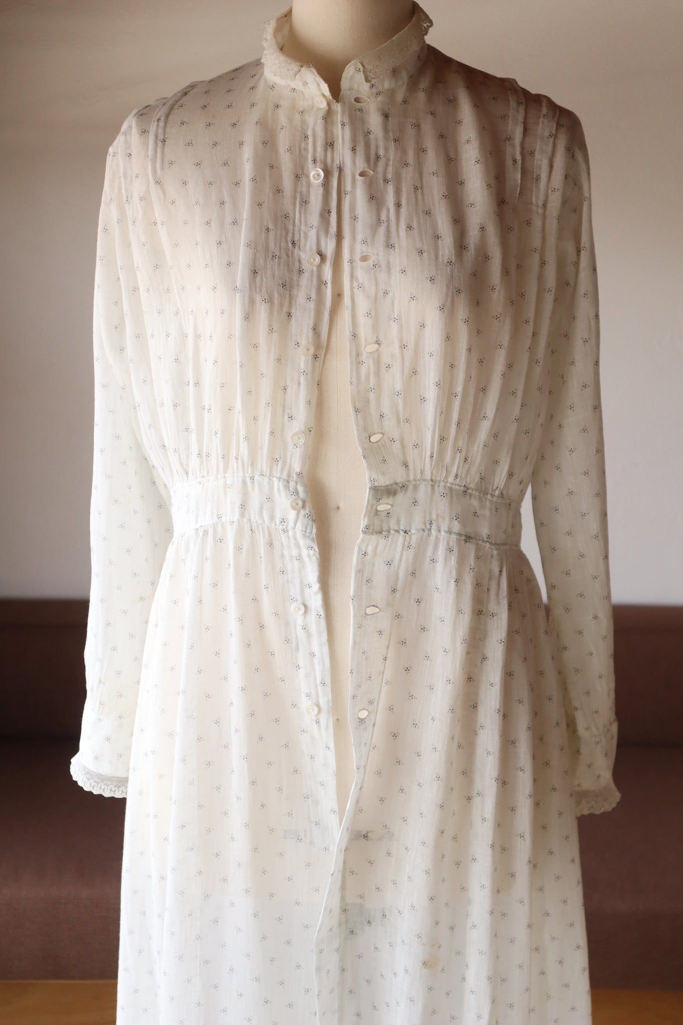 1900s~1910s White Calico Dress