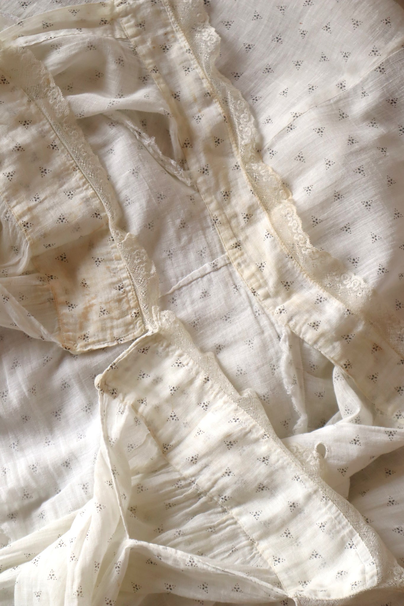 1900s~1910s White Calico Dress