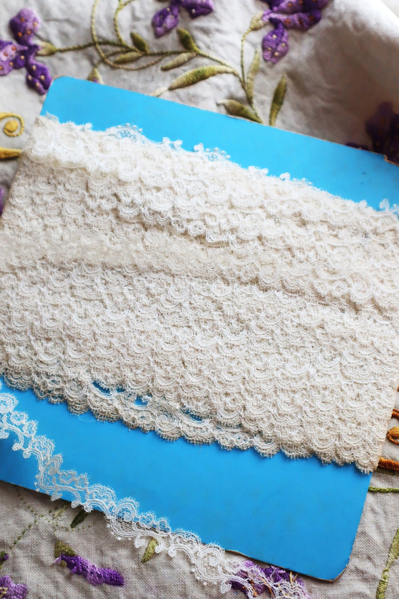 1900s-1910s French Fine Cotton Bobbinet Lace Trim