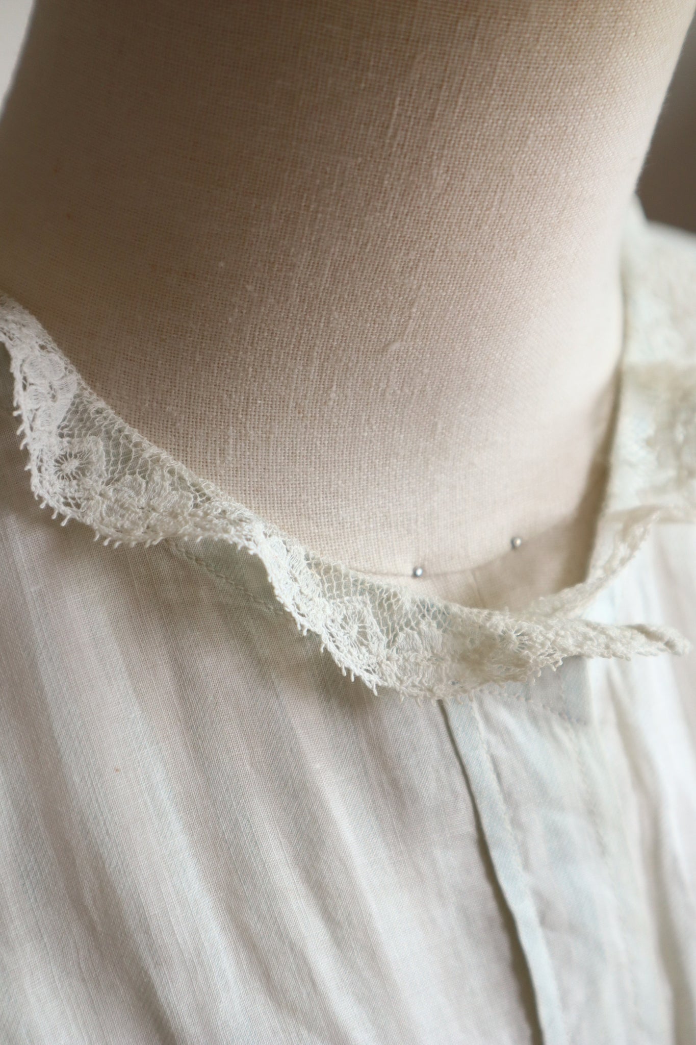 1910s Cotton Striped Lace Blouse