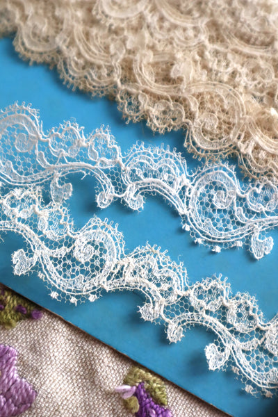 1900s-1910s French Fine Cotton Bobbinet Lace Trim