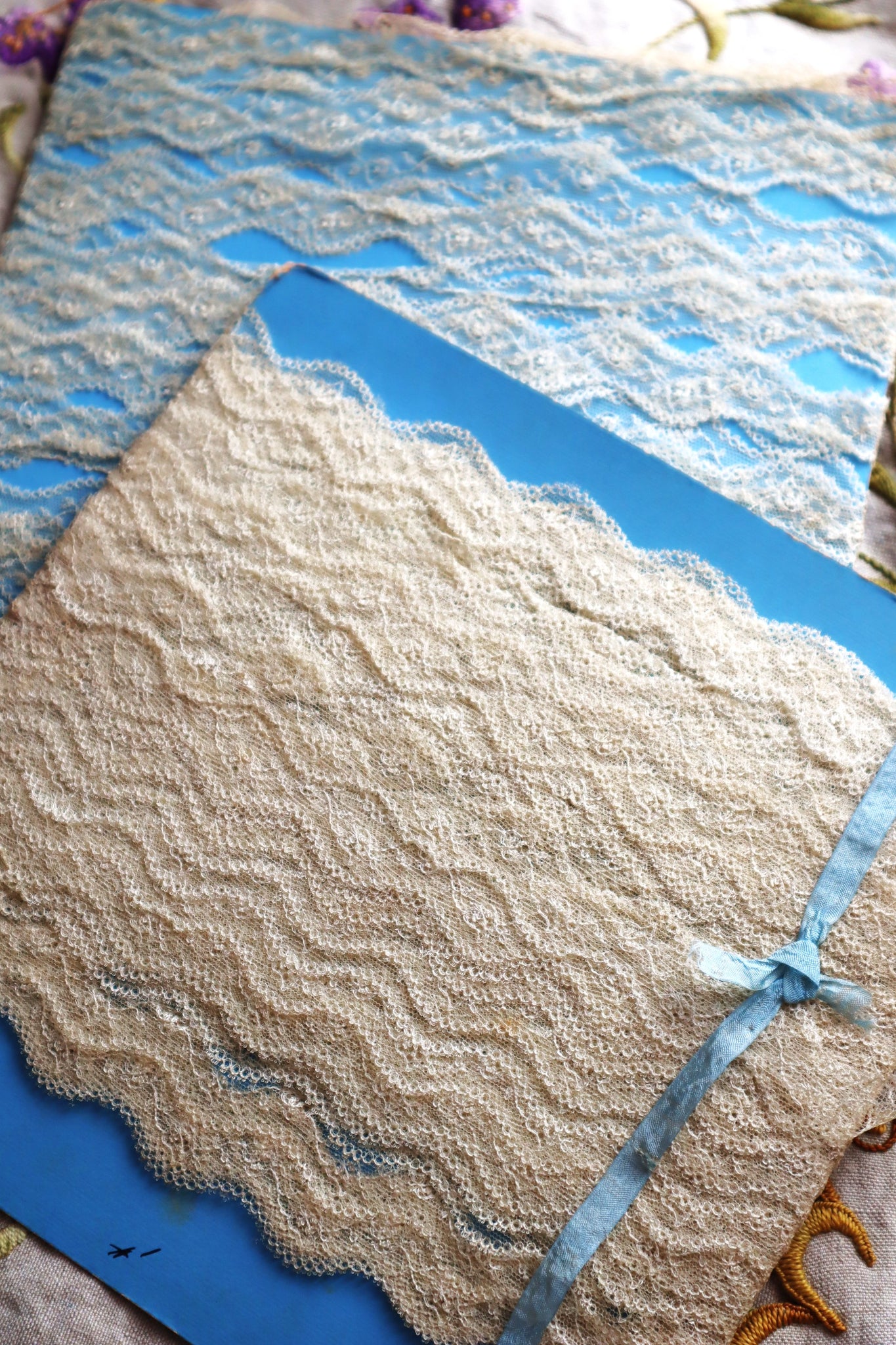 1900s-1910s French Embroidered Hexagon Tulle Lace