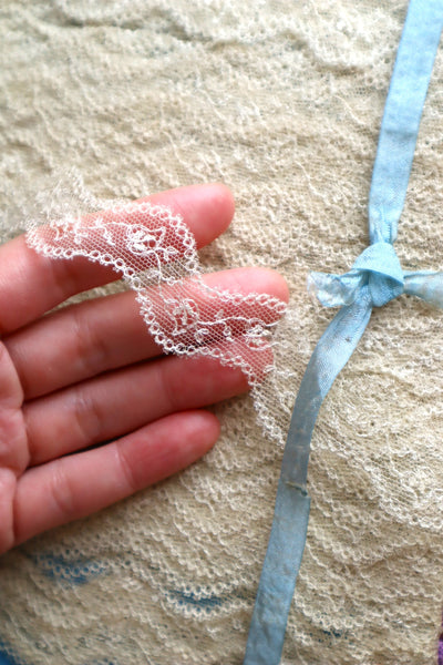 1900s-1910s French Embroidered Hexagon Tulle Lace