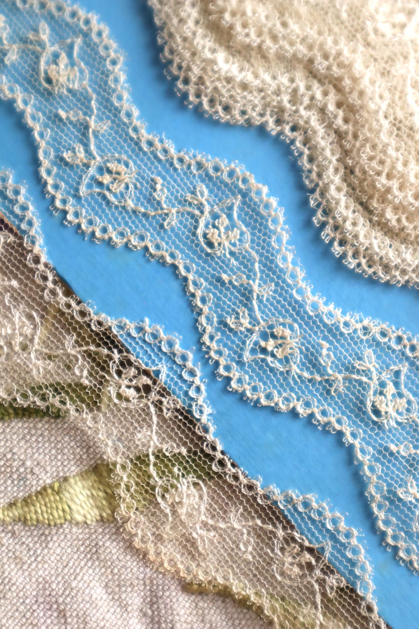 1900s-1910s French Embroidered Hexagon Tulle Lace