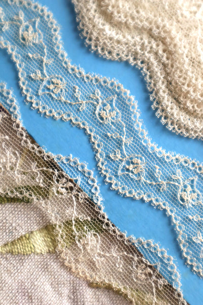 1900s-1910s French Embroidered Hexagon Tulle Lace