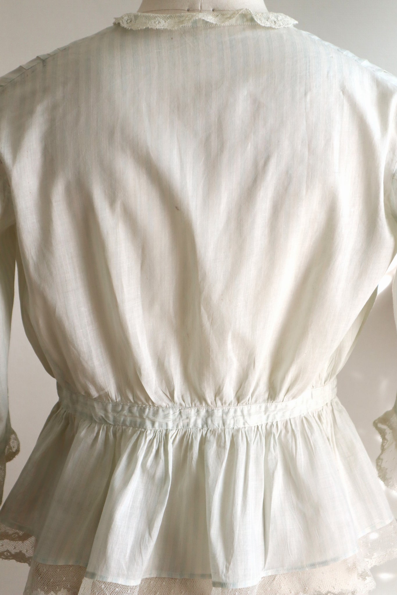 1910s Cotton Striped Lace Blouse
