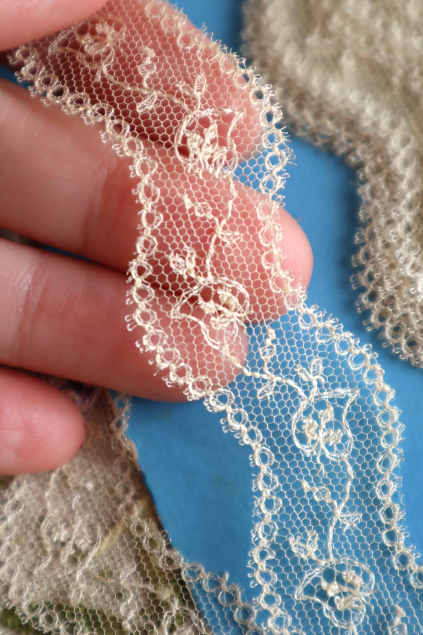 1900s-1910s French Embroidered Hexagon Tulle Lace